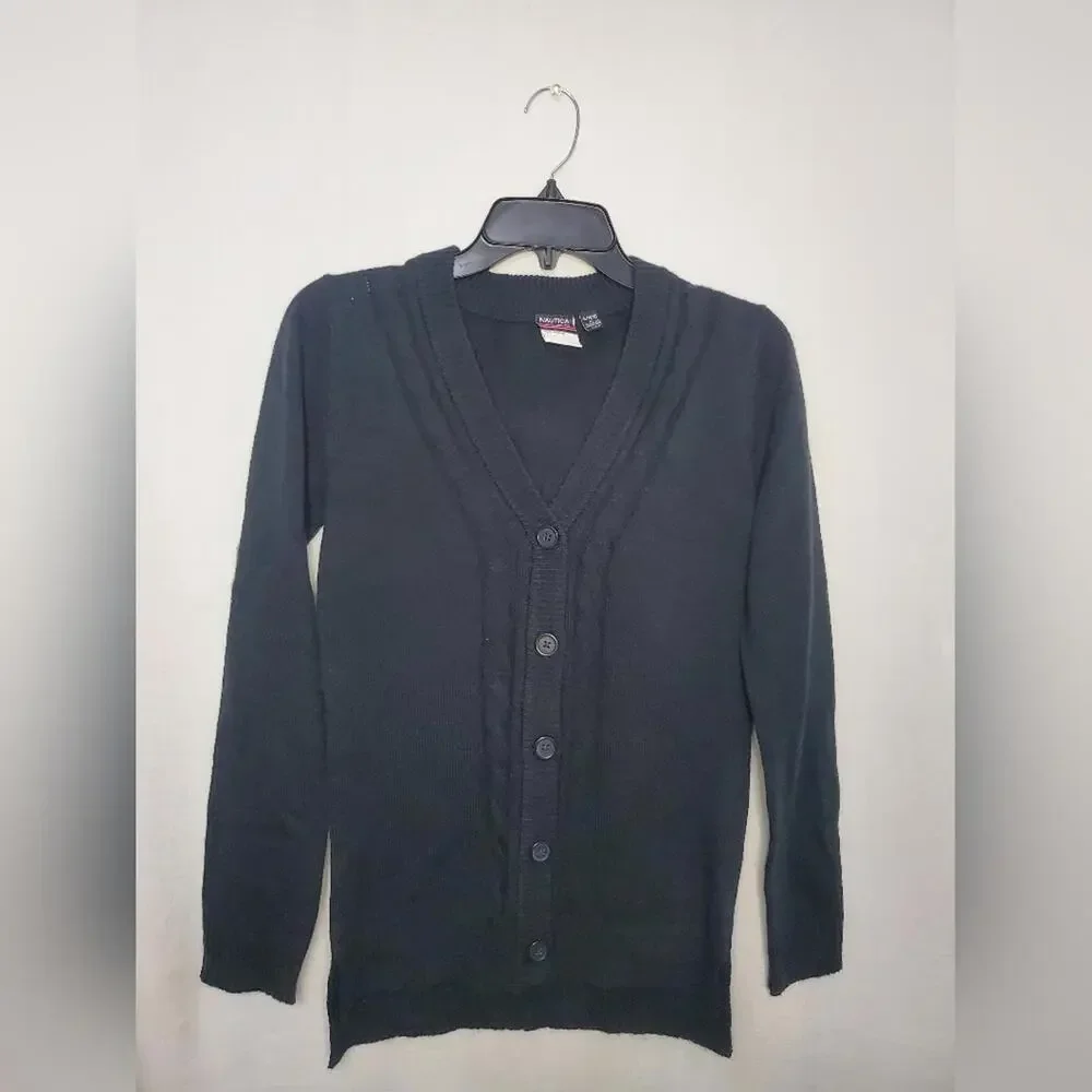 Pre-Owned Black Nautica School Uniform Cardigan Size XL/16 Regular