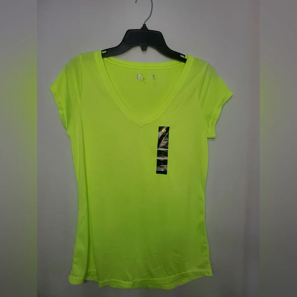 New Women’s Lime Green Slim Fit Short Sleeve Shirt Size Small