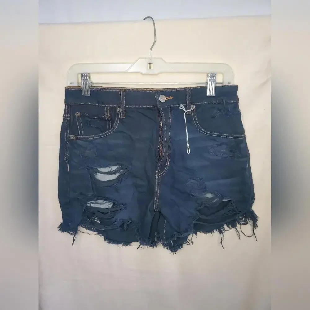 Pre-Owned Blue Women’s Highest Rise 90s’ Boyfriend Shorts Size 6