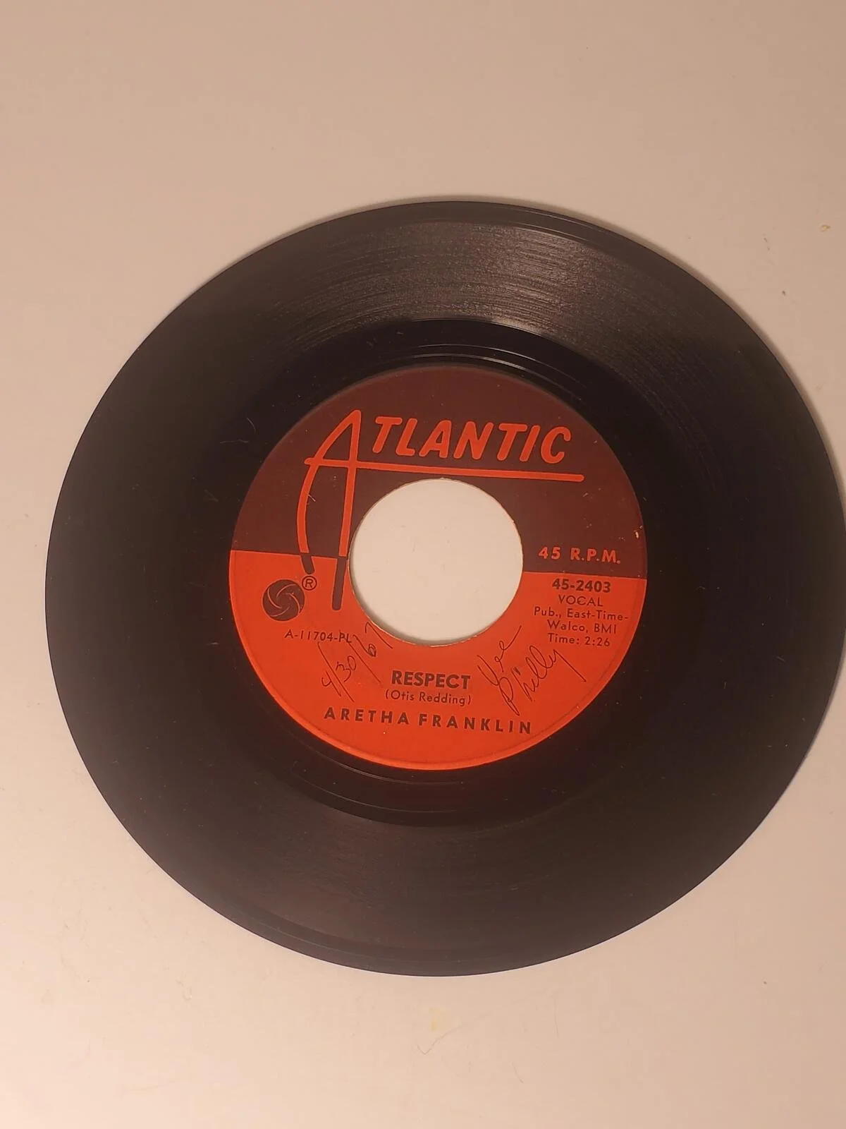 Vintage Aretha Franklin 7" Vinyl Record Single 45 RPM Atlantic Untested