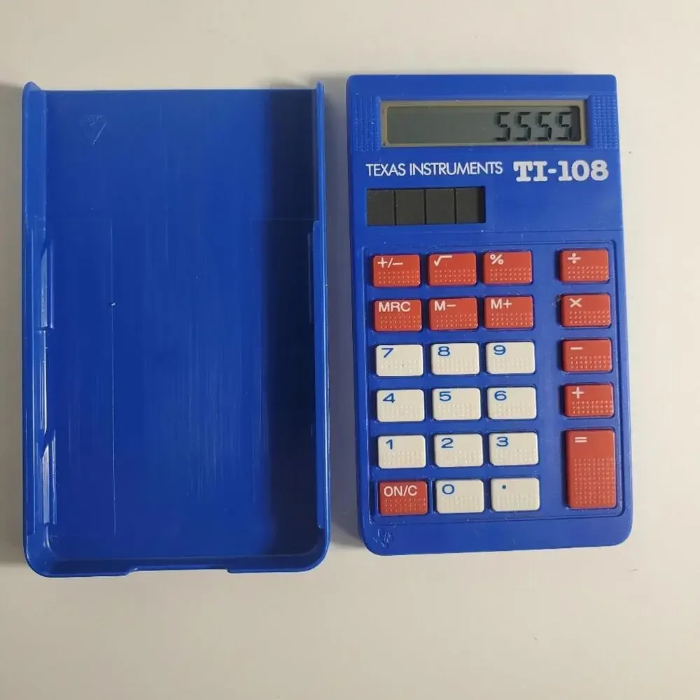 Pre-Owned Small Blue TI-108 Solar Powered Calculator (Tested) K-4