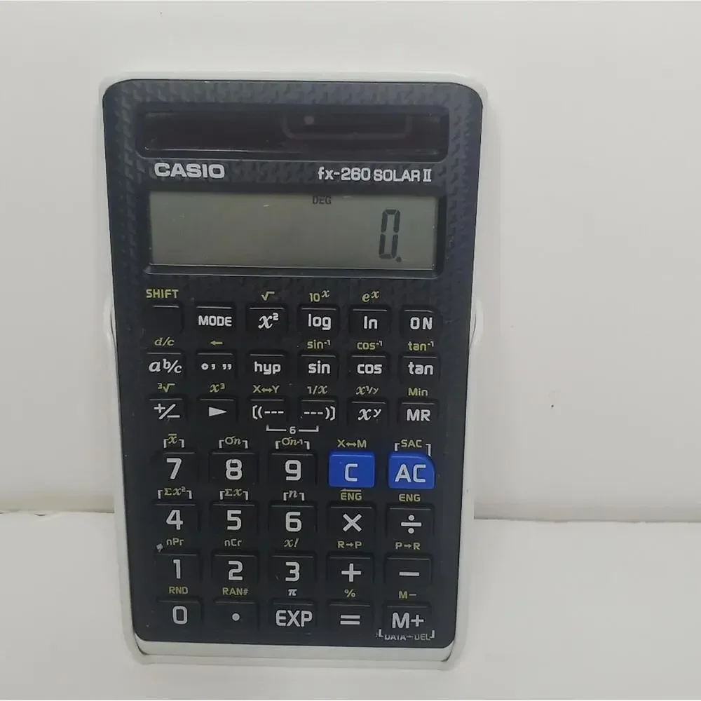Pre-Owned White FX-260 Solar II Calculator With Case Tested