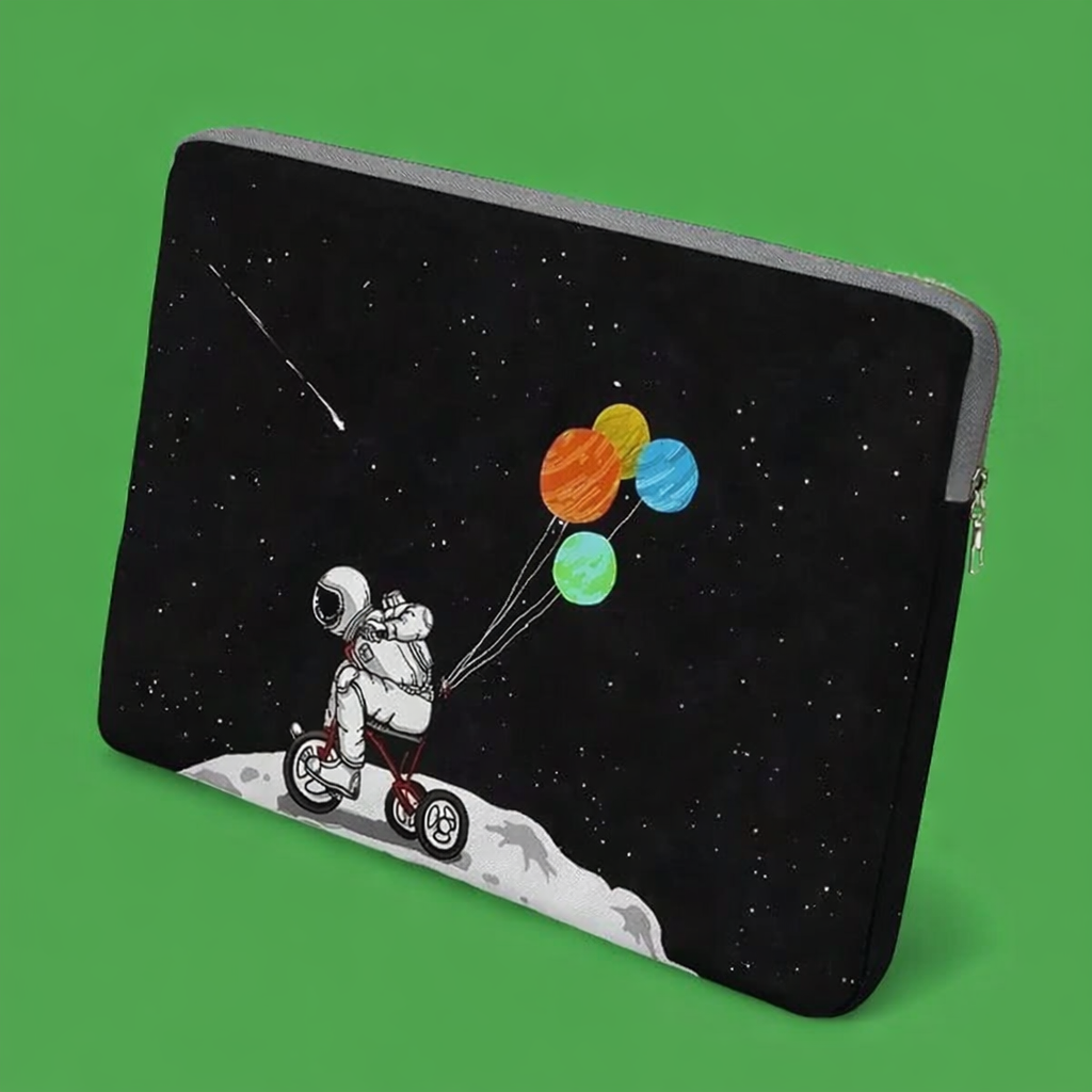 New Laptop Black Bottom Bicycle Astronaut Zipper Cover
