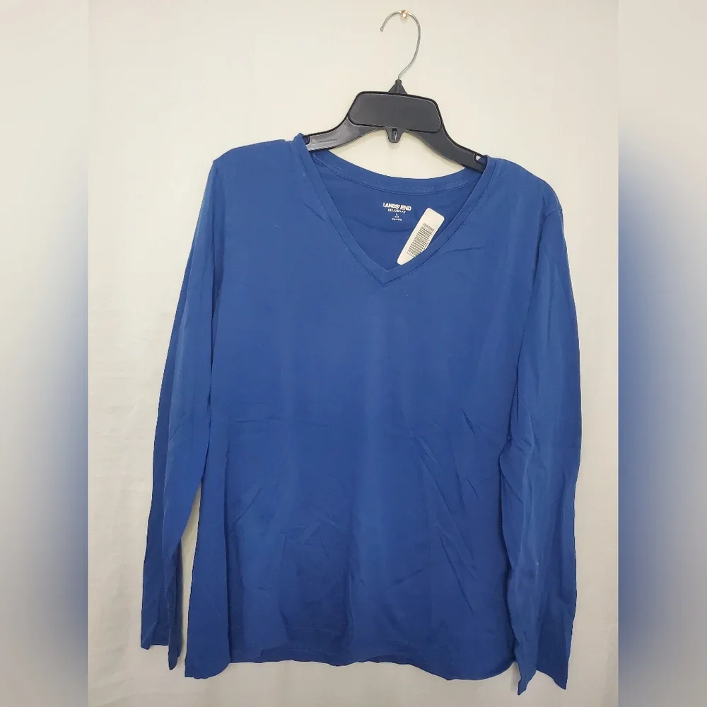 Pre-Owned Women’s Lands End Blue Long Sleeve Relaxed Fit Shirt Size Large (14-16)