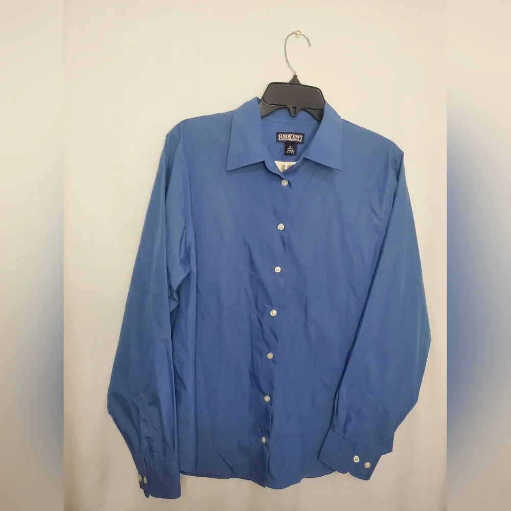Pre-Owned Women’s Lands End Blue Button Down Size 16 Petite