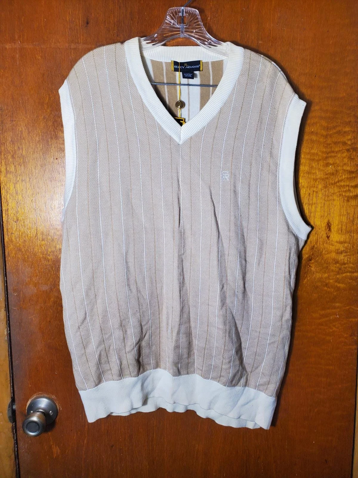 New Vintage Men’s Brown Cream Sweater Vest Size 2XL