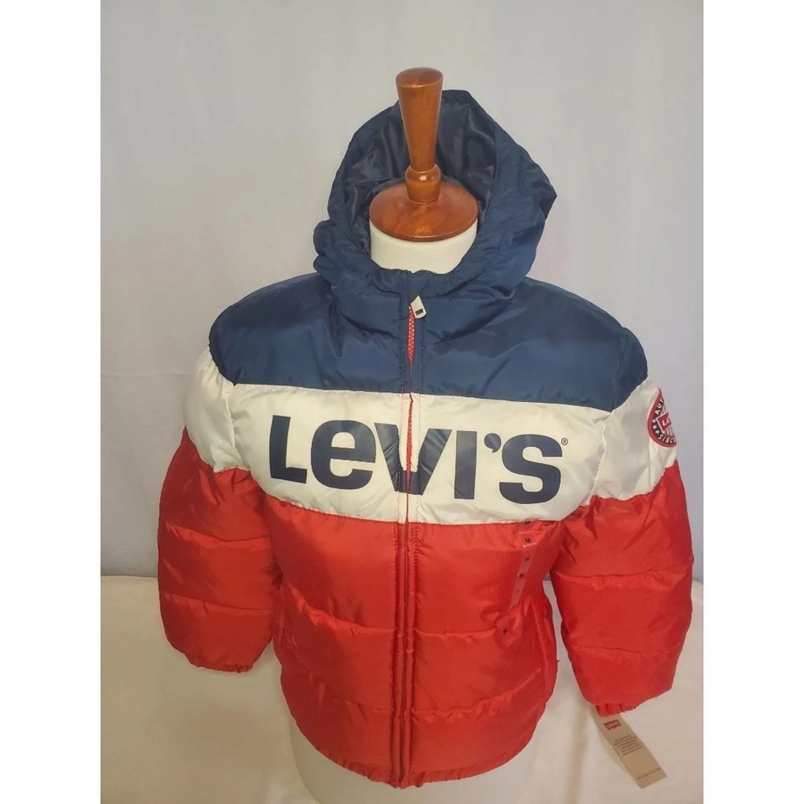 New Boys' Big Puffer Jackets Red/White/Navy Blue Size Medium