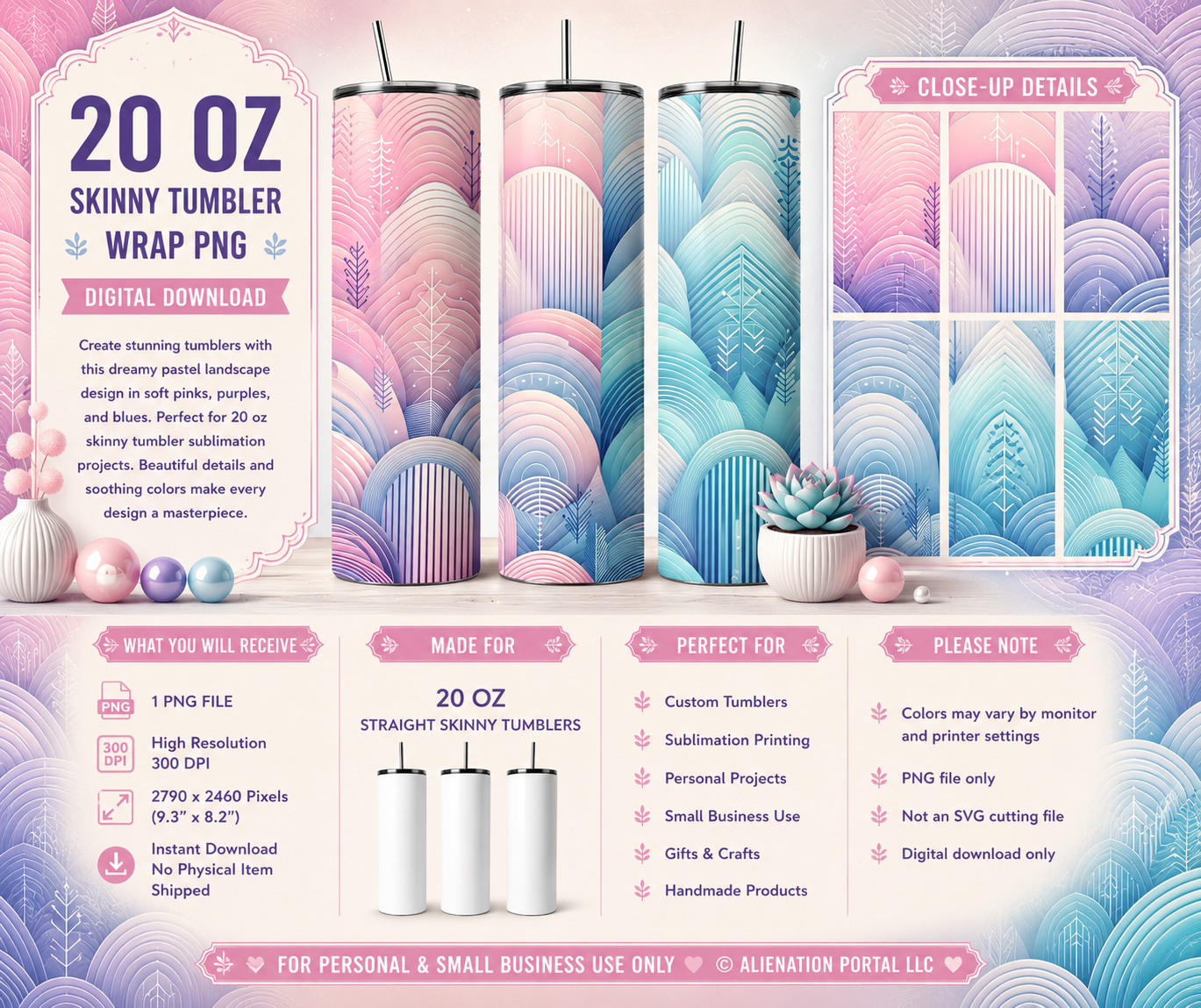 Pastel Dreamscape Arch Tumbler Wrap PNG  20oz Skinny Sublimation Design  Abstract Geometric Landscape Cup Wrap  Instant Digital Download