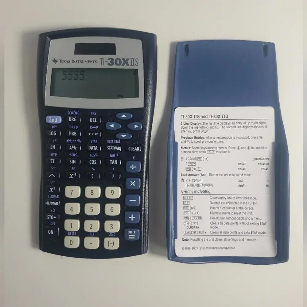 Pre-Owned Blue TI-30X IIS Calculator With Manuel Card (Tested)