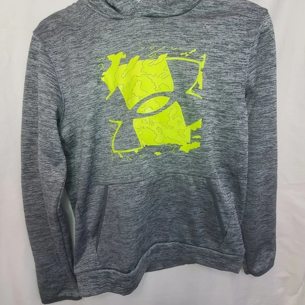 Pre-Owned Grey and Green Loose Hoodie Boys Youth Size Large