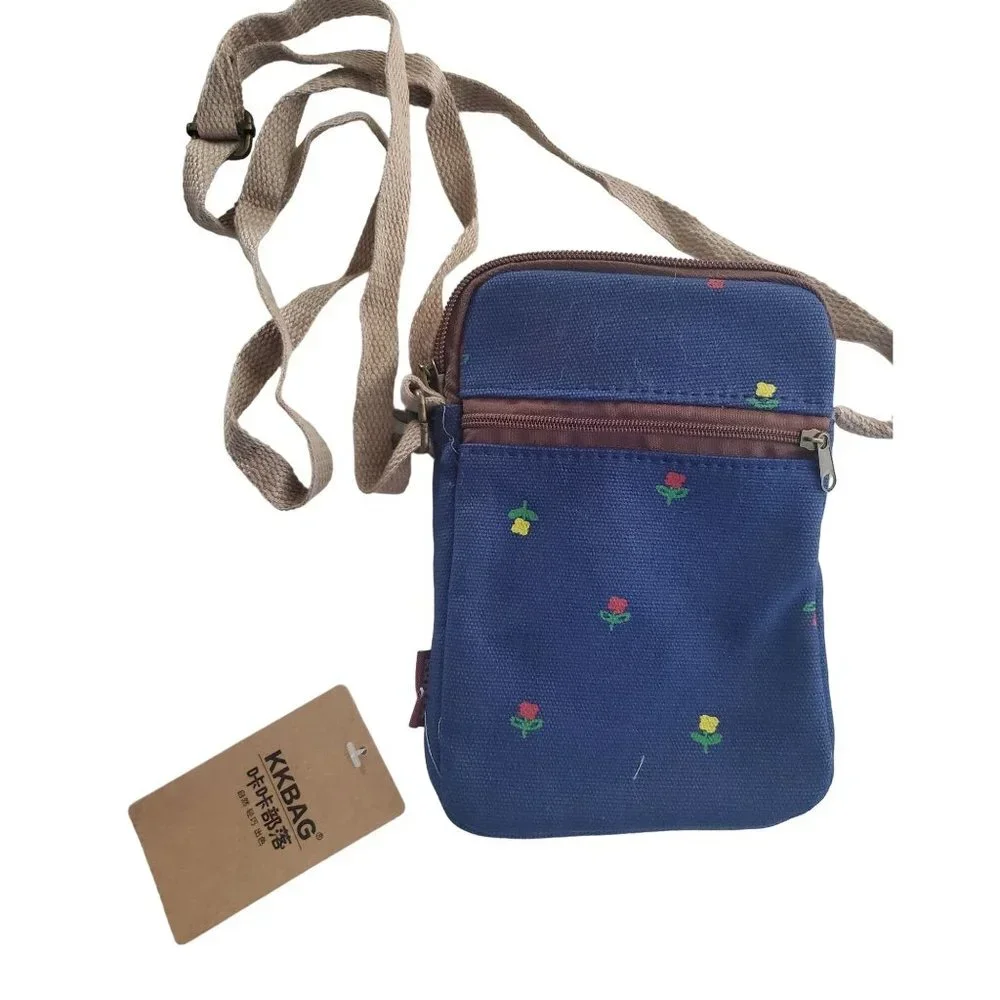 New Cute Youth Flowers Cross Body Shoulder Bag Mini Handbag Cell Phone Bag Sport Bag