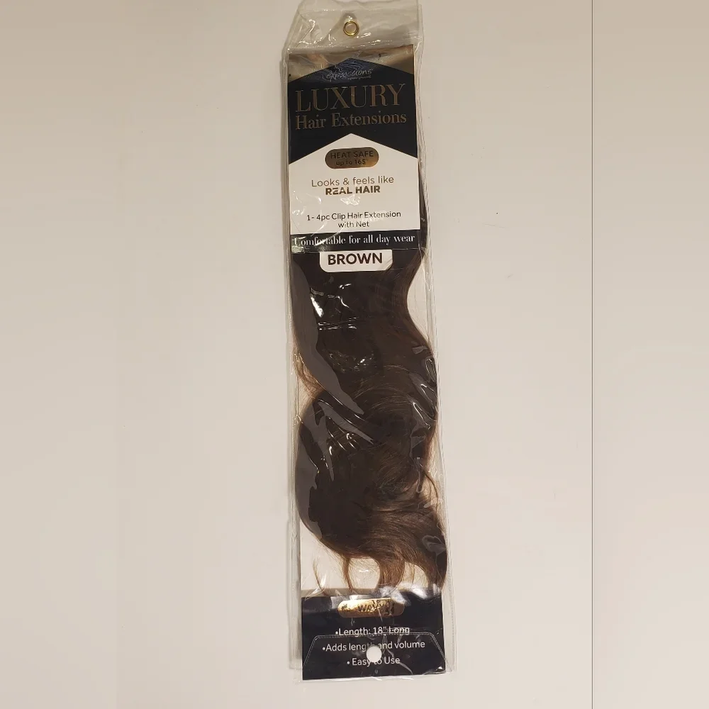 New Brown Wavy 18” Luxury Clip In Hair Extensions Expressions