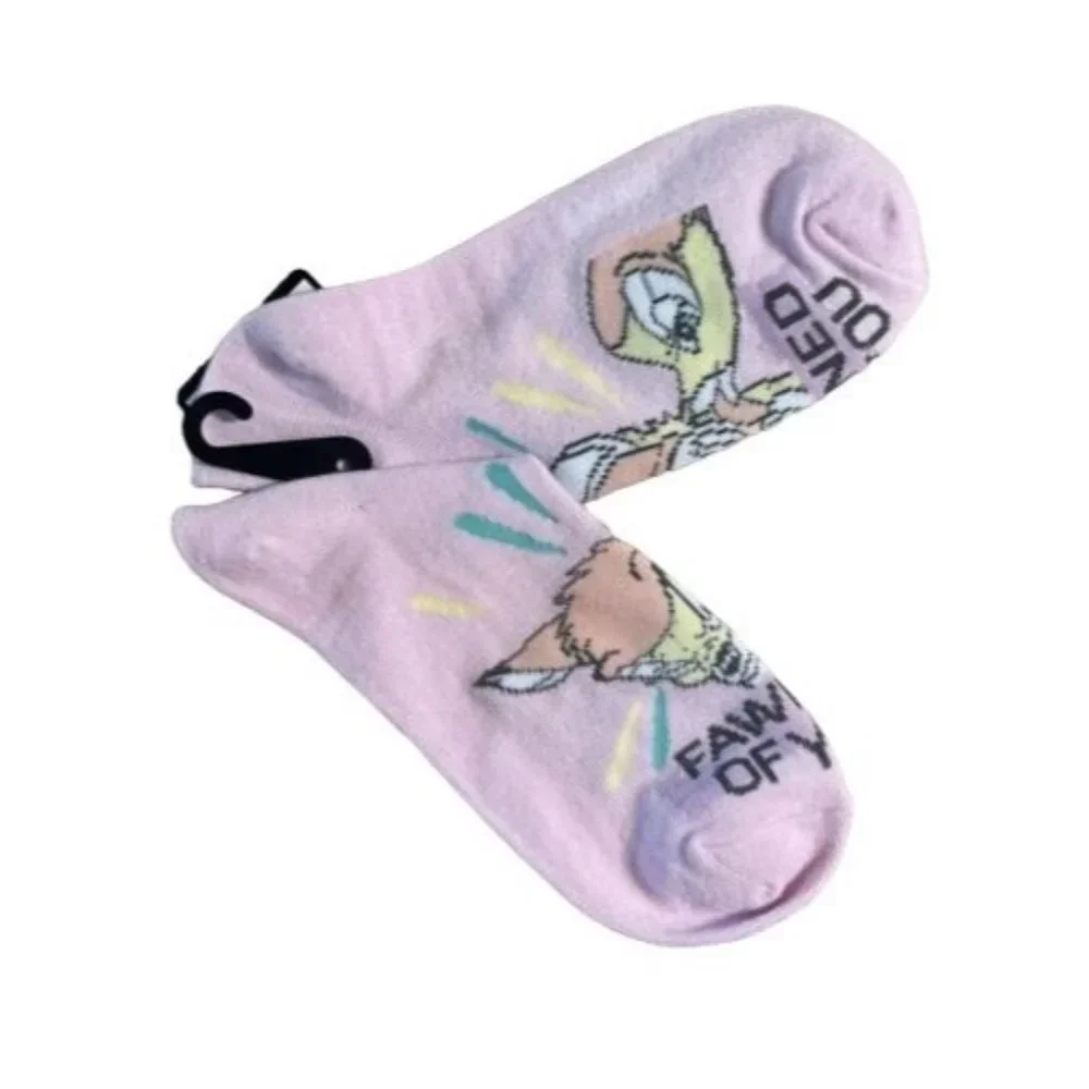 New No-Show Pink Socks Bambi “Fawned of You” Size 9-11