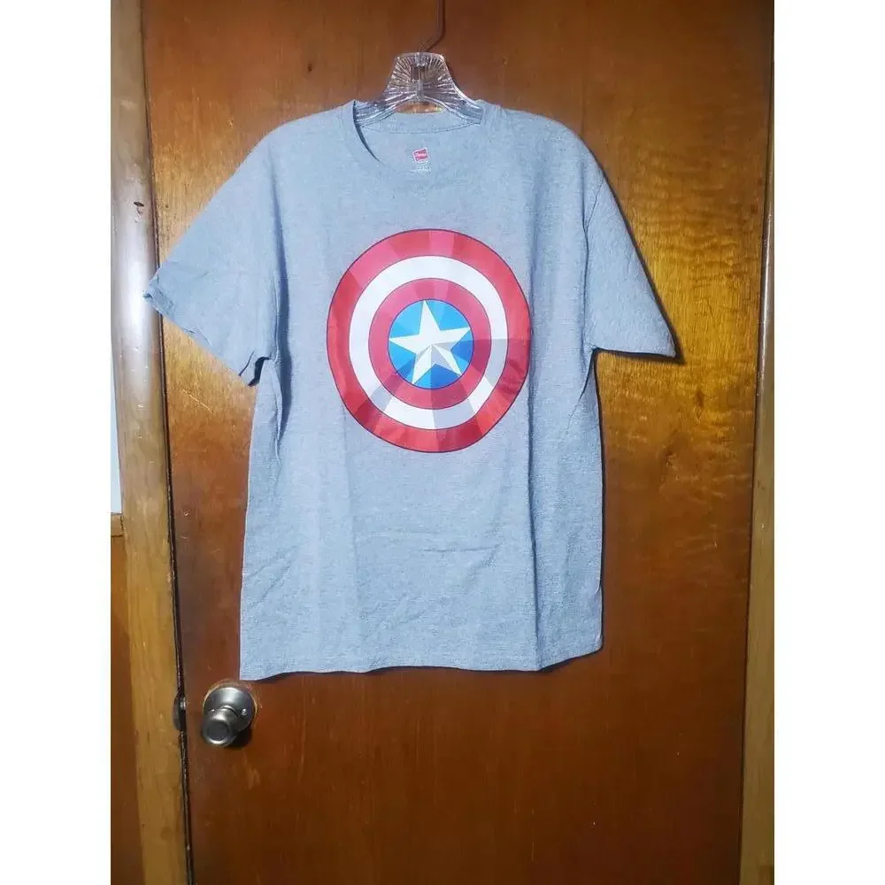 NWOT Men’s Gray Captain America Graphic T Shirt Short Sleeve Top Size Medium