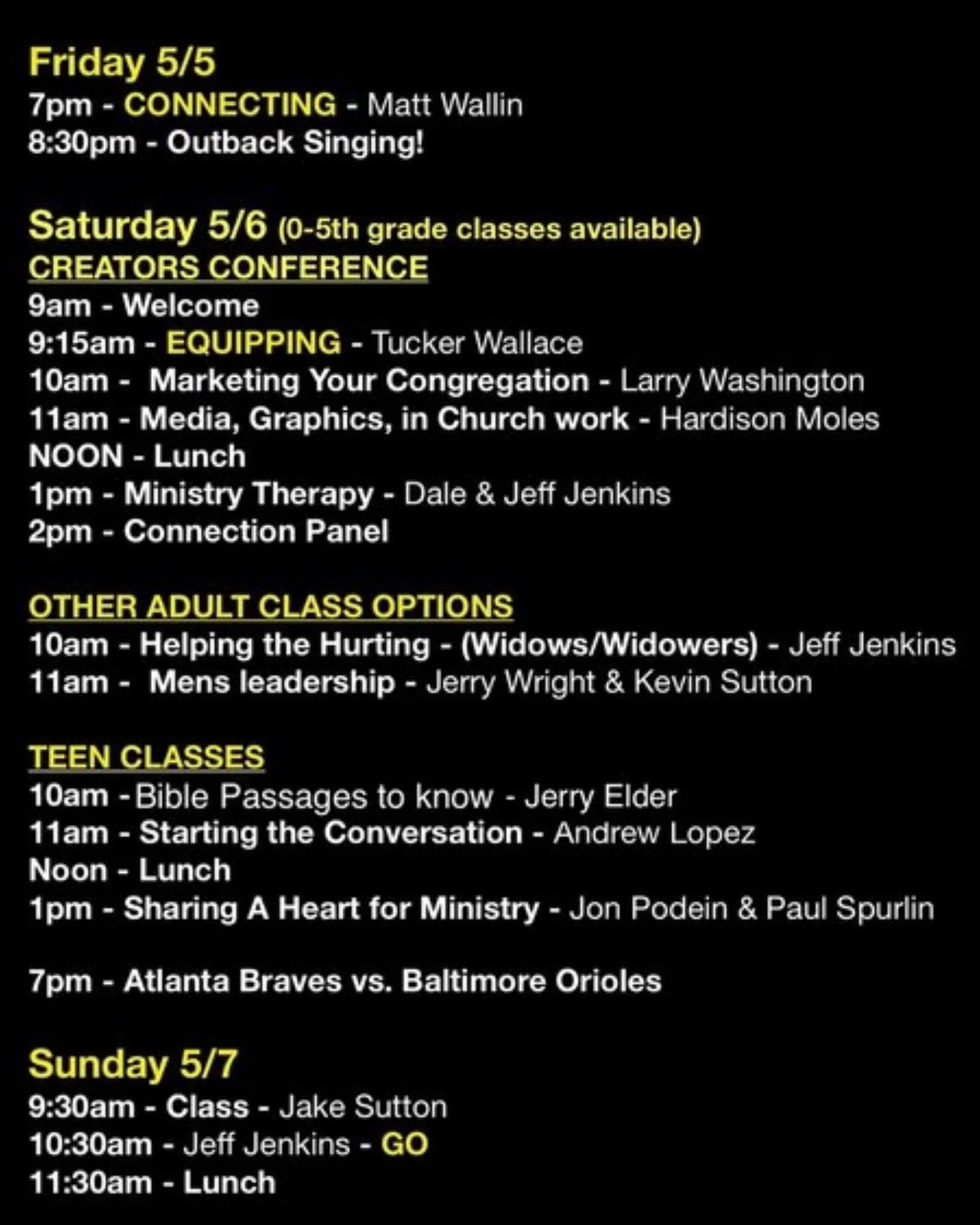 May 5-7 ML Experience Schedule!!!