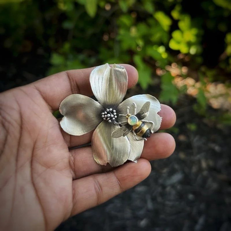 Savor Dogwood Brooch/Pendant with Bee Opal — Timmons Ferriere Jewelry