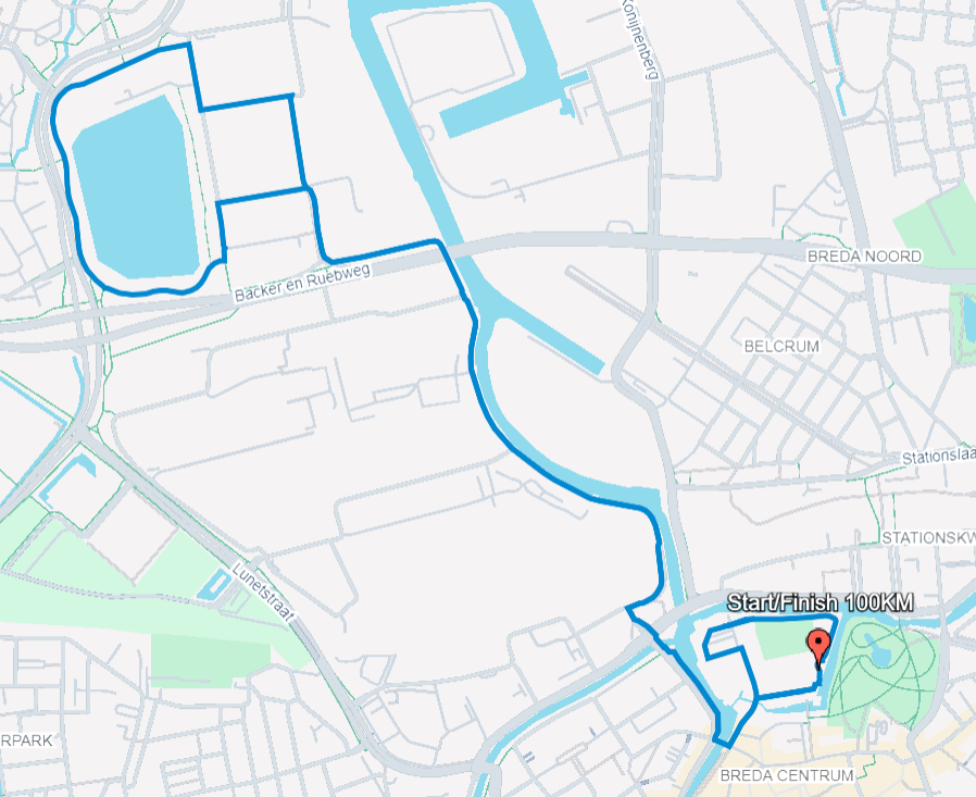 De route voor de 100km