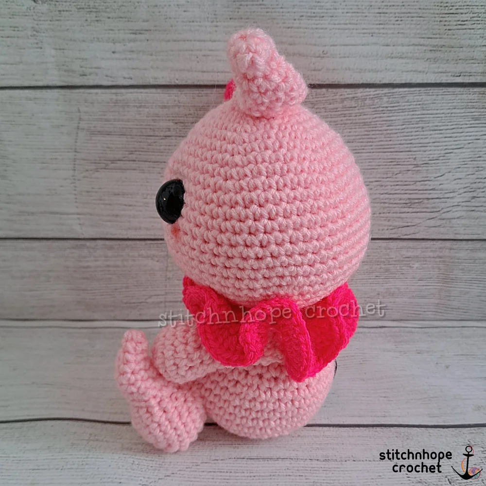 ハンドメイド★チェリーピンク♡ドットワンピース★ぬいぐるみバッジ♡ストラップ用 Wisp the Valentine Ghost Plushie — Stitchnhope Crochet