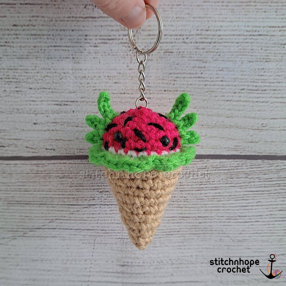 ✧༺♥༻ Creamee  根付✧༺♥༻ All Axolotl Ice Cream Cone Keychains — Stitchnhope Crochet