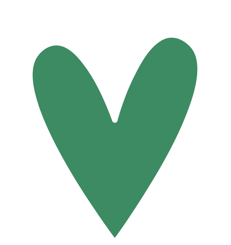 Green heart with a white outline on a black background