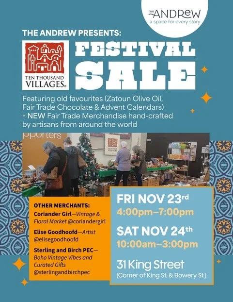 Ten Thousand Villages Festival Sale. A few local merchants will also be present.