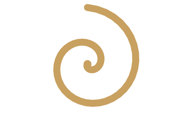 A gold spiral turning inward to a center point