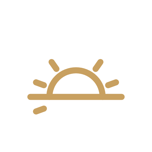 Gold icon of sunrise over a horizon line