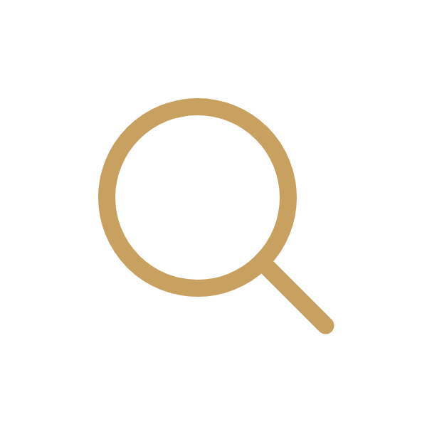 Gold magnifying glass icon