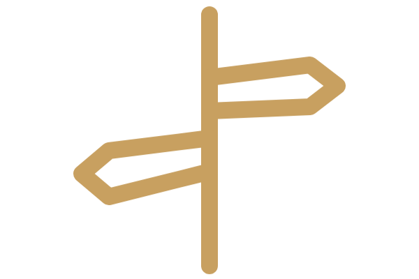 A gold sign post symbolizing "choosing a direction"