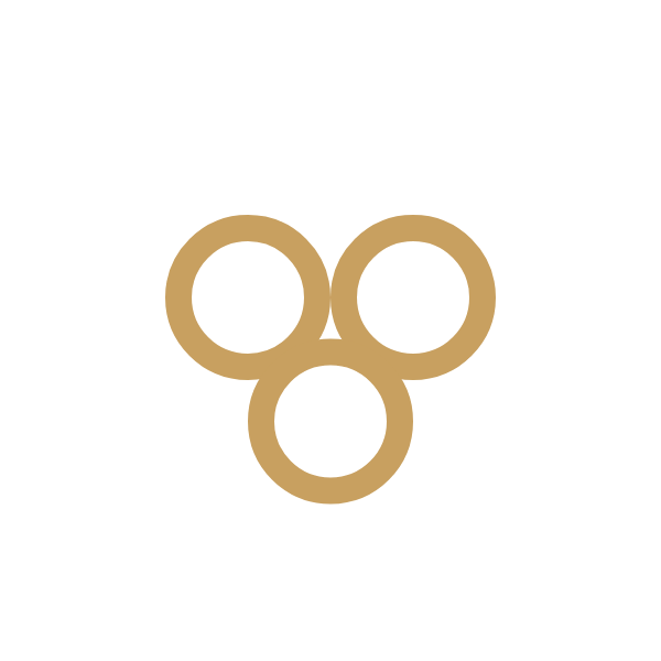 mall cluster of three  gold overlapping circles