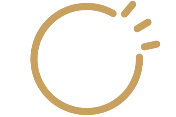 Gold line circular icon, indicating mental or cognitive process.