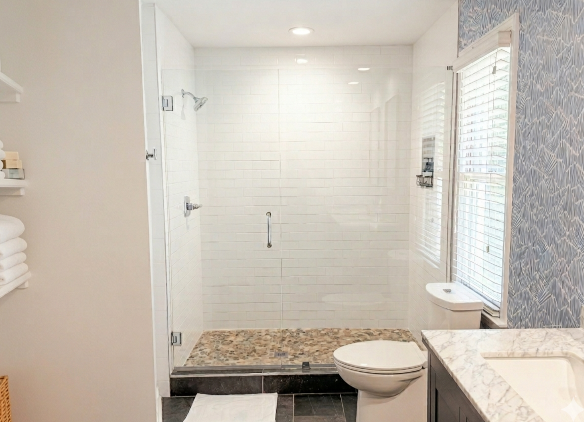 Full bath upstairs with double vanity 
