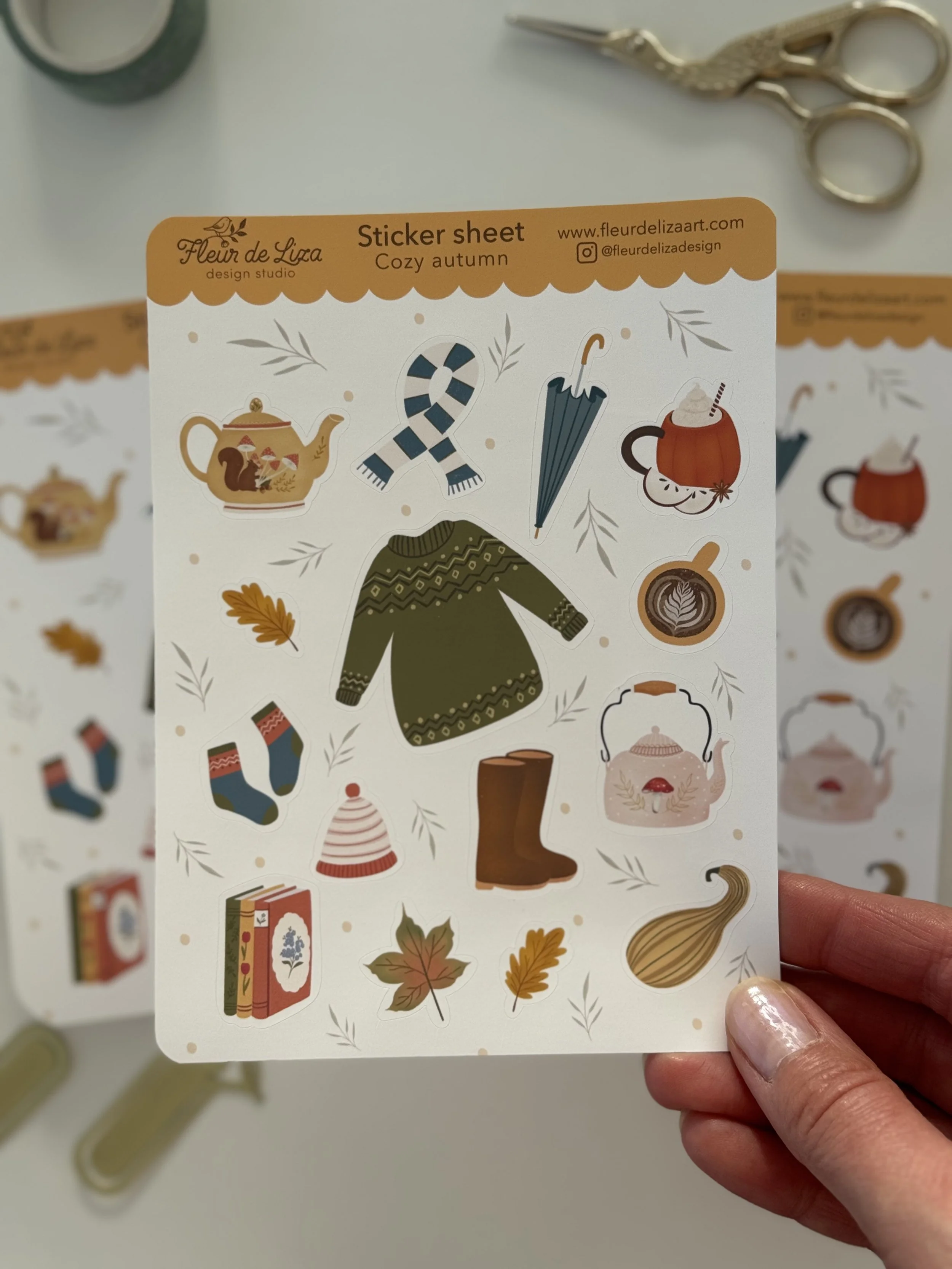 Planche d'Autocollants Automne Cozy