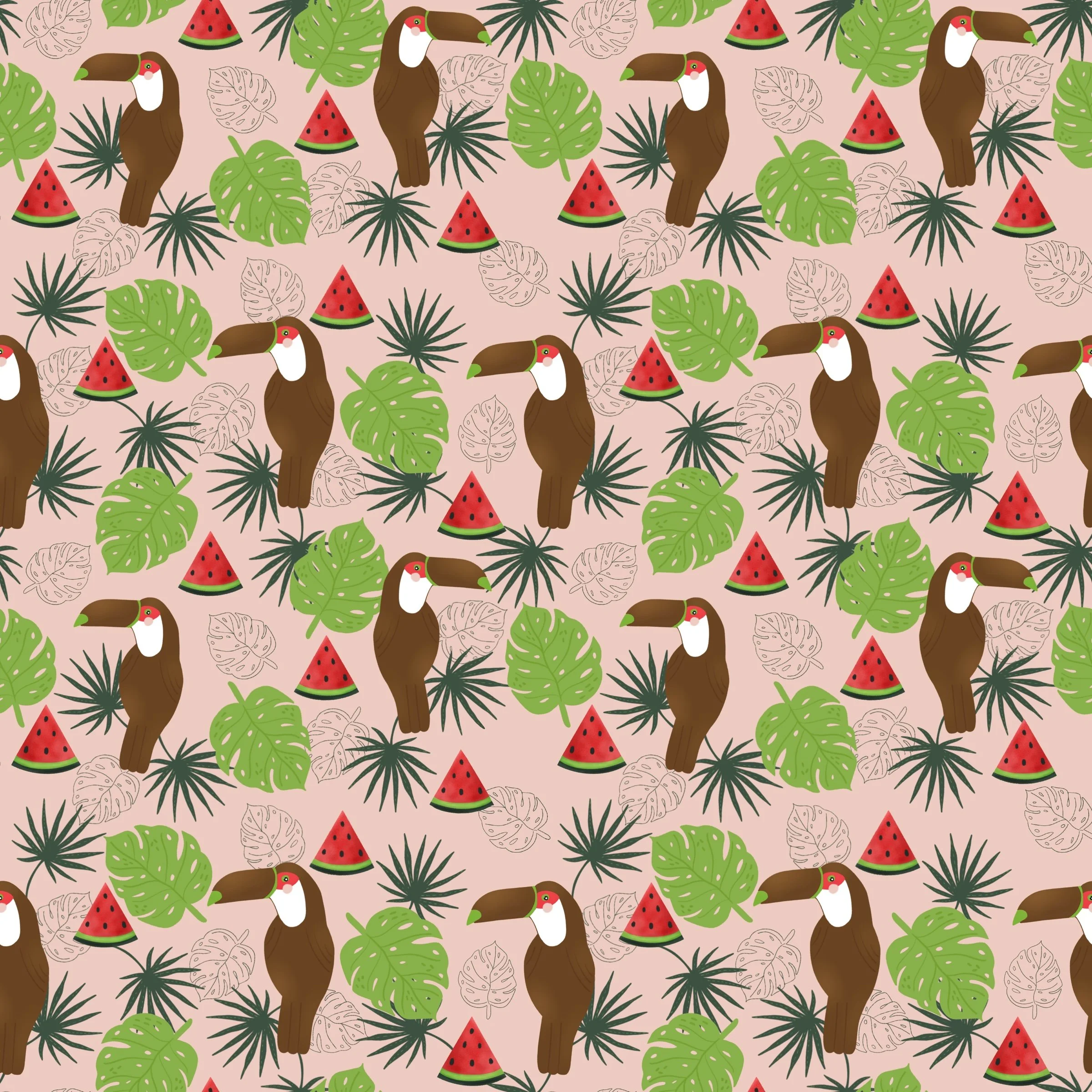 Motif sans couture toucan creé par Fleur de LIza.