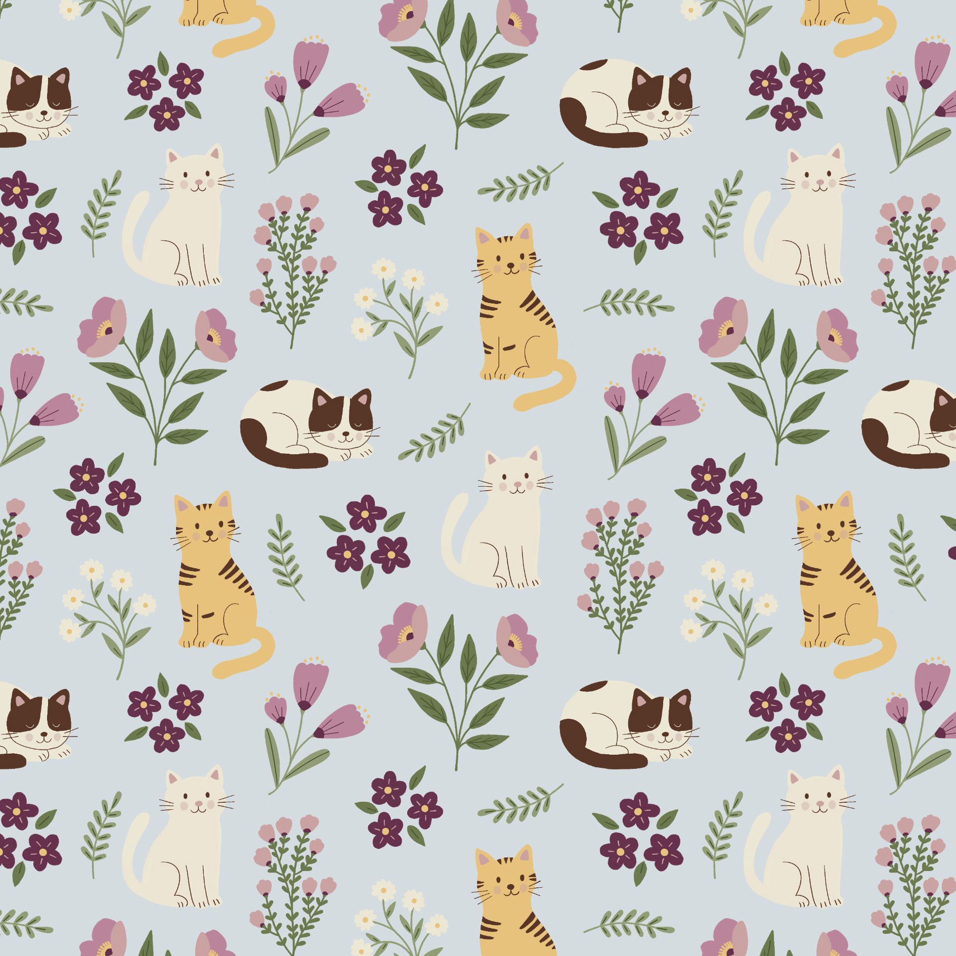 MC001 - Chats au Jardin - 16 x 16 cm