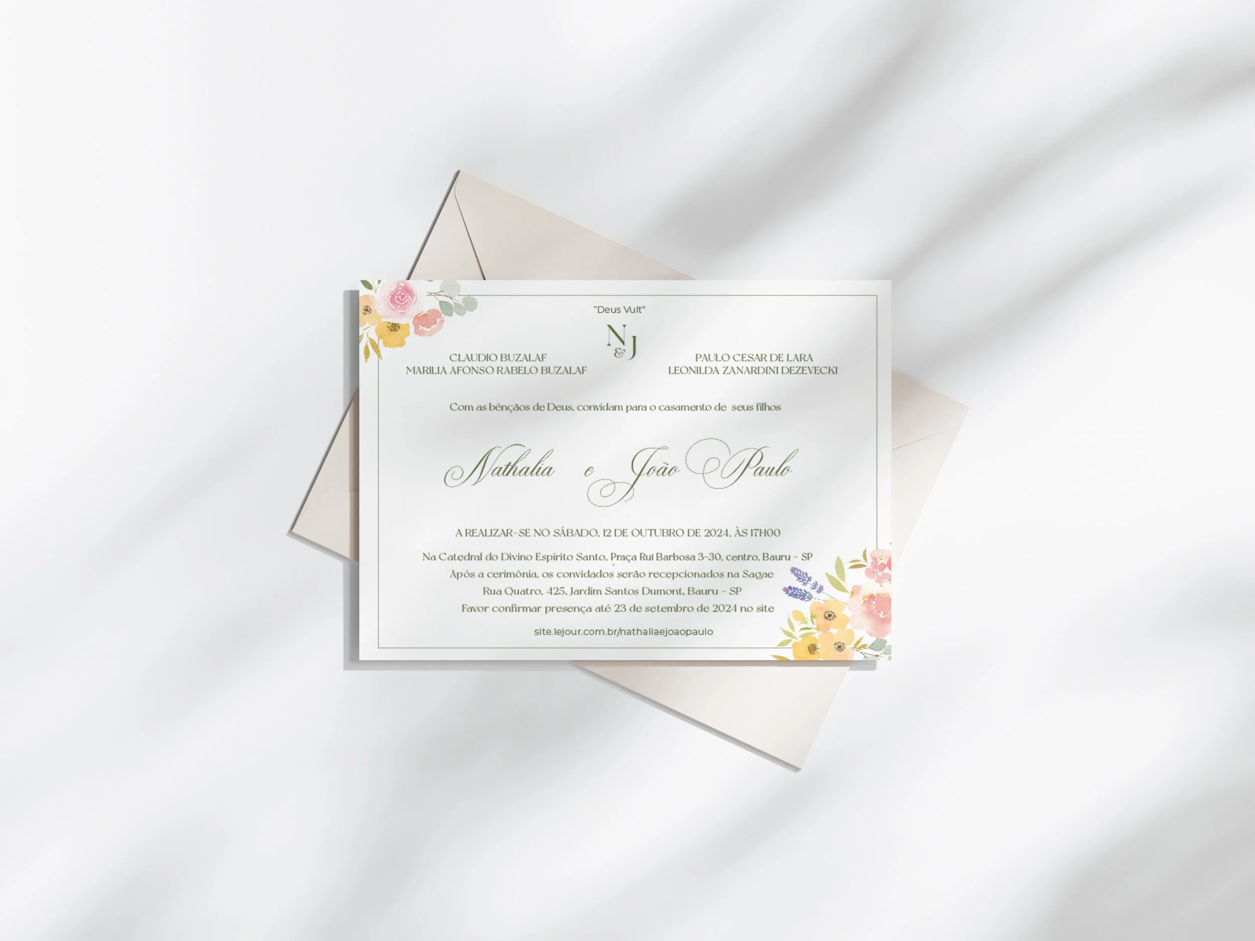 Invitation de mariage illustrée – Aquarelle florale