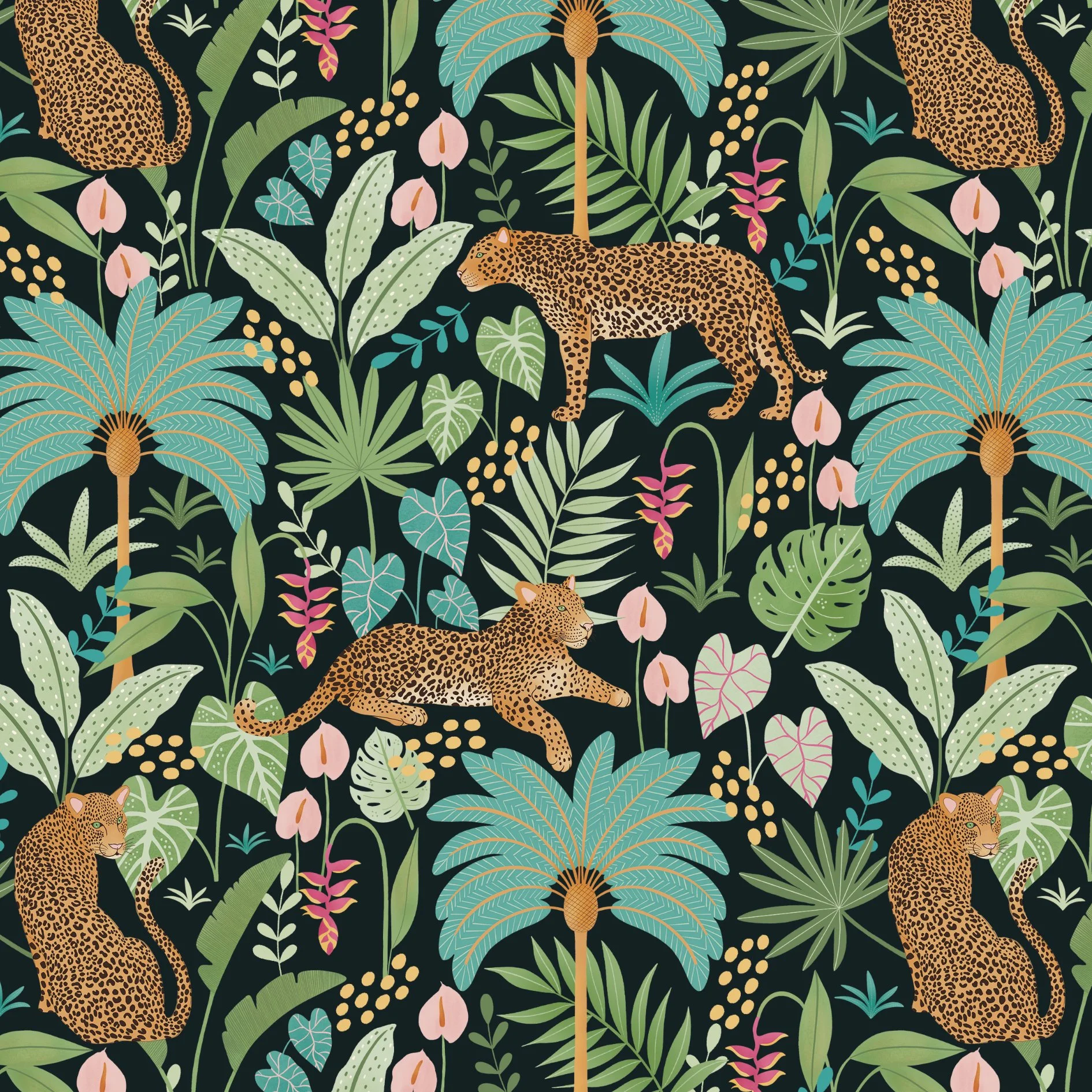 PEC015 - Au coeur de la jungle - Vert foncé - 16 x 16 cm