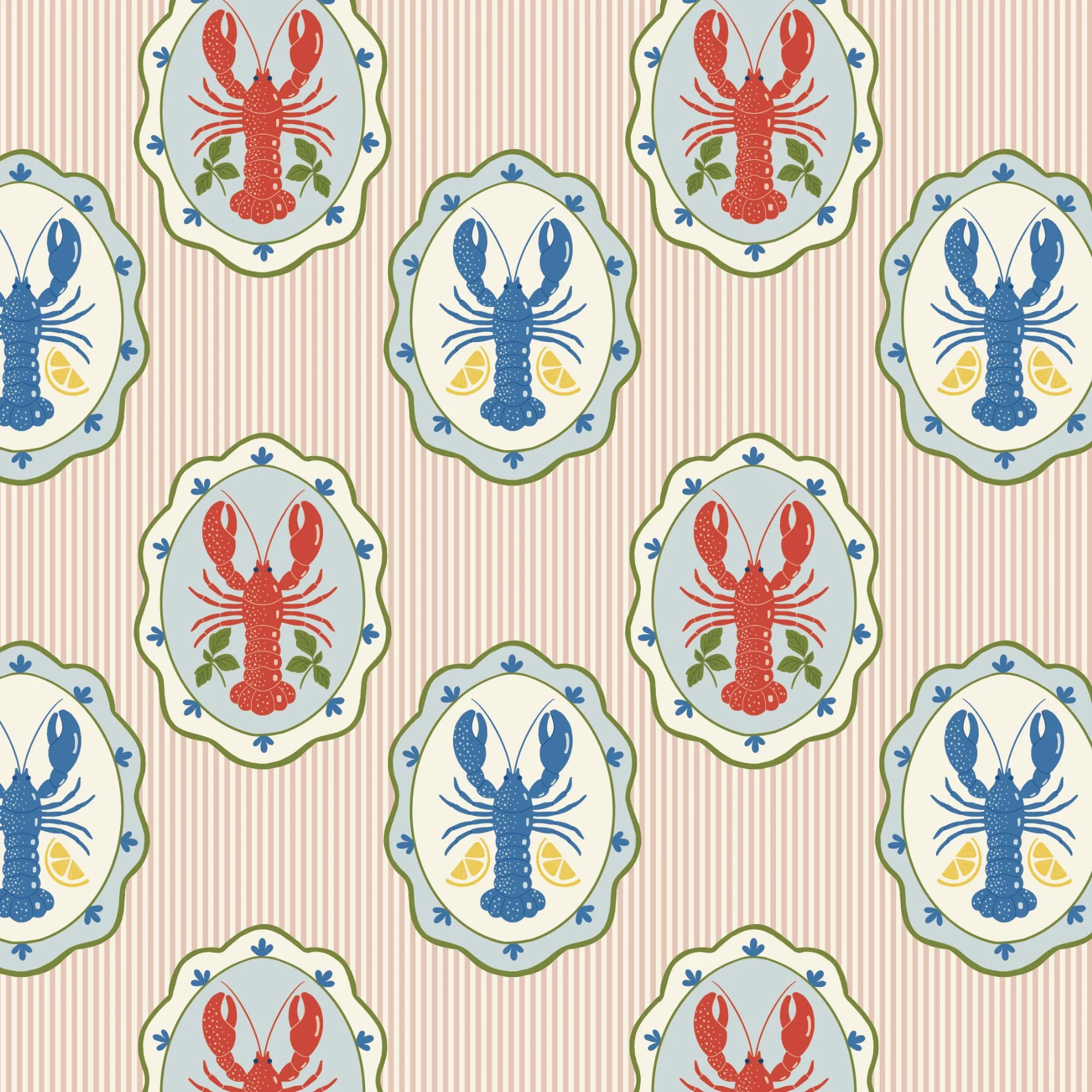 PEC014 - Les homards - Rose - 16 x 16 cm