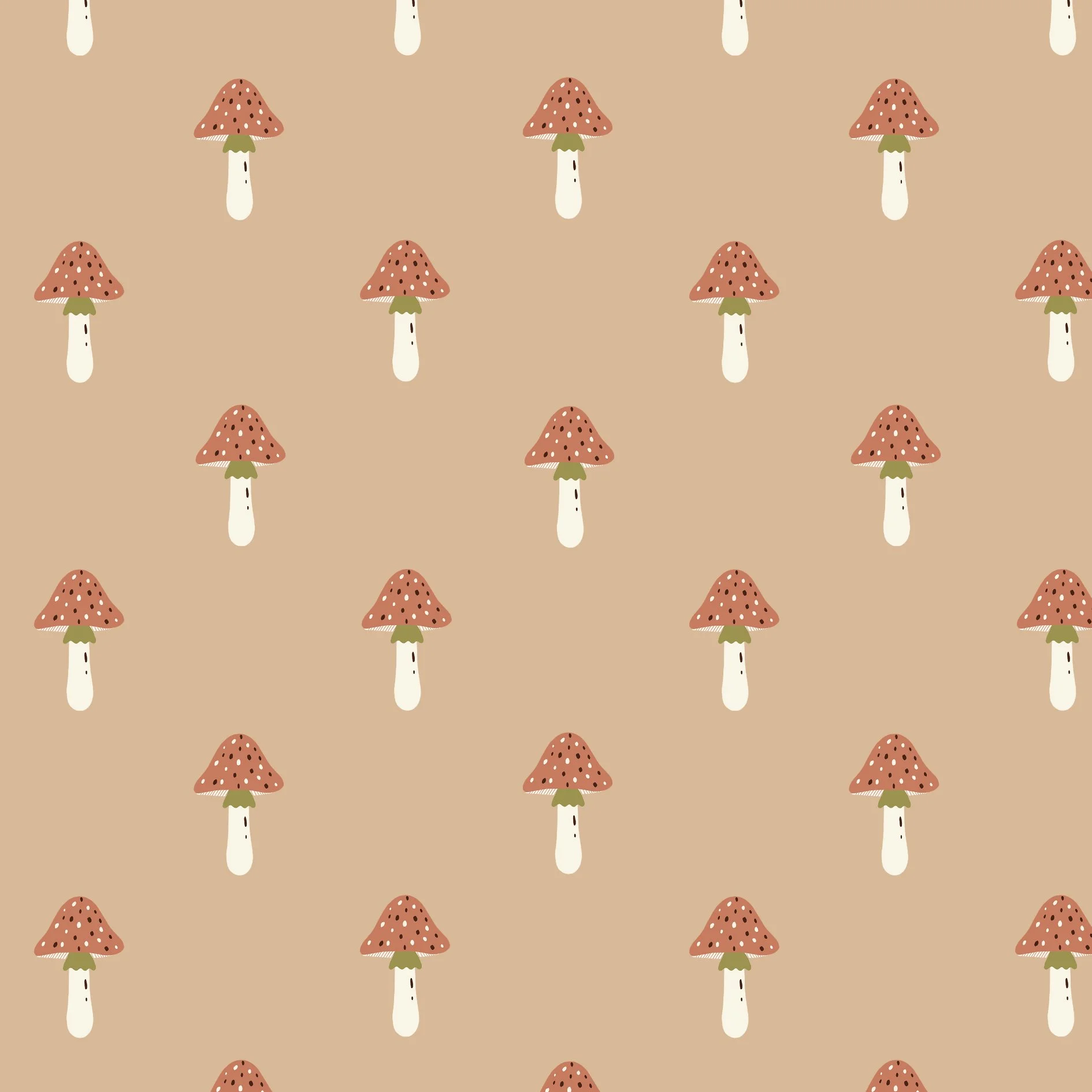AHC002 - Champignons des bois - Beige - 16 x 16 cm