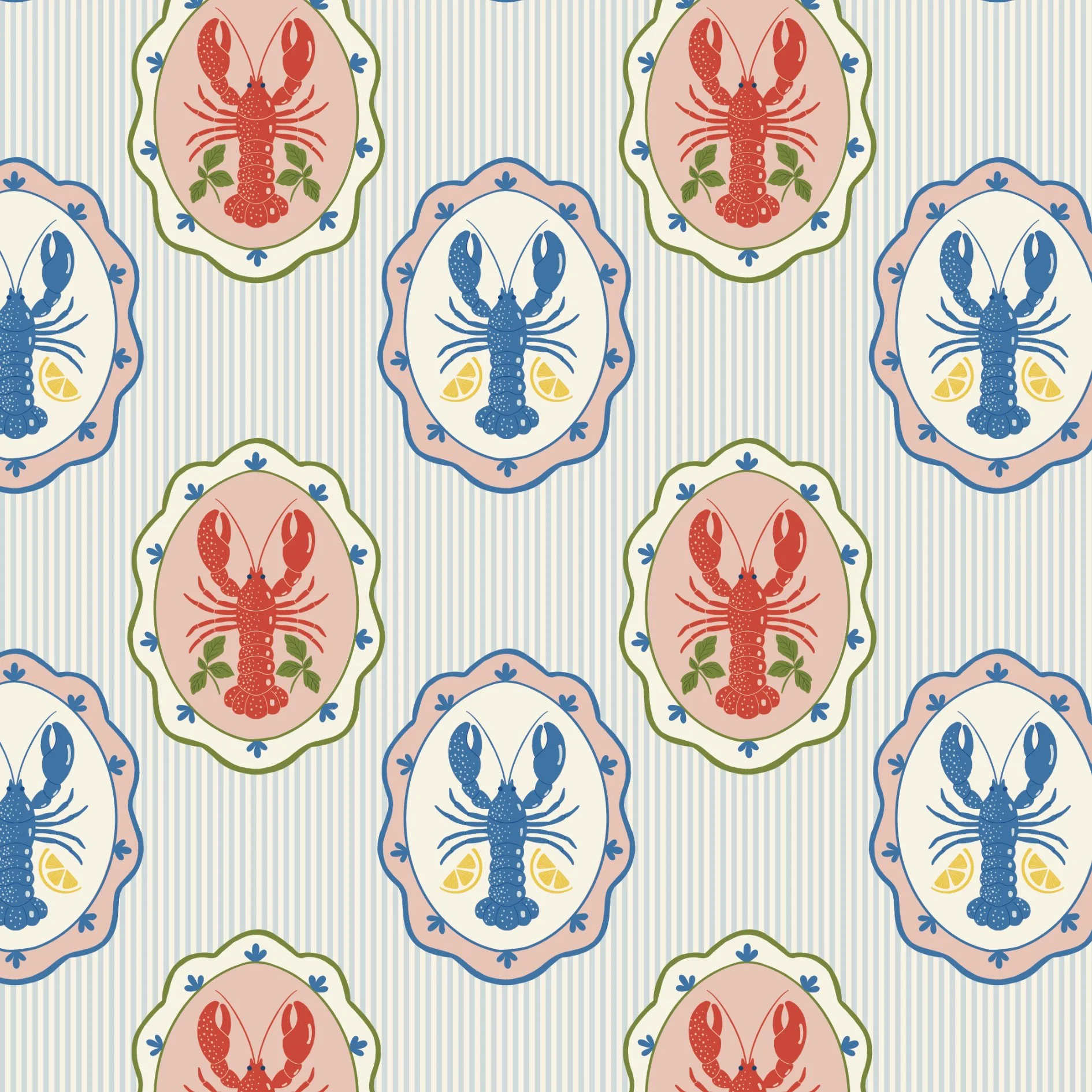 PEC014 - Les homards - Bleu - 16 x 16 cm