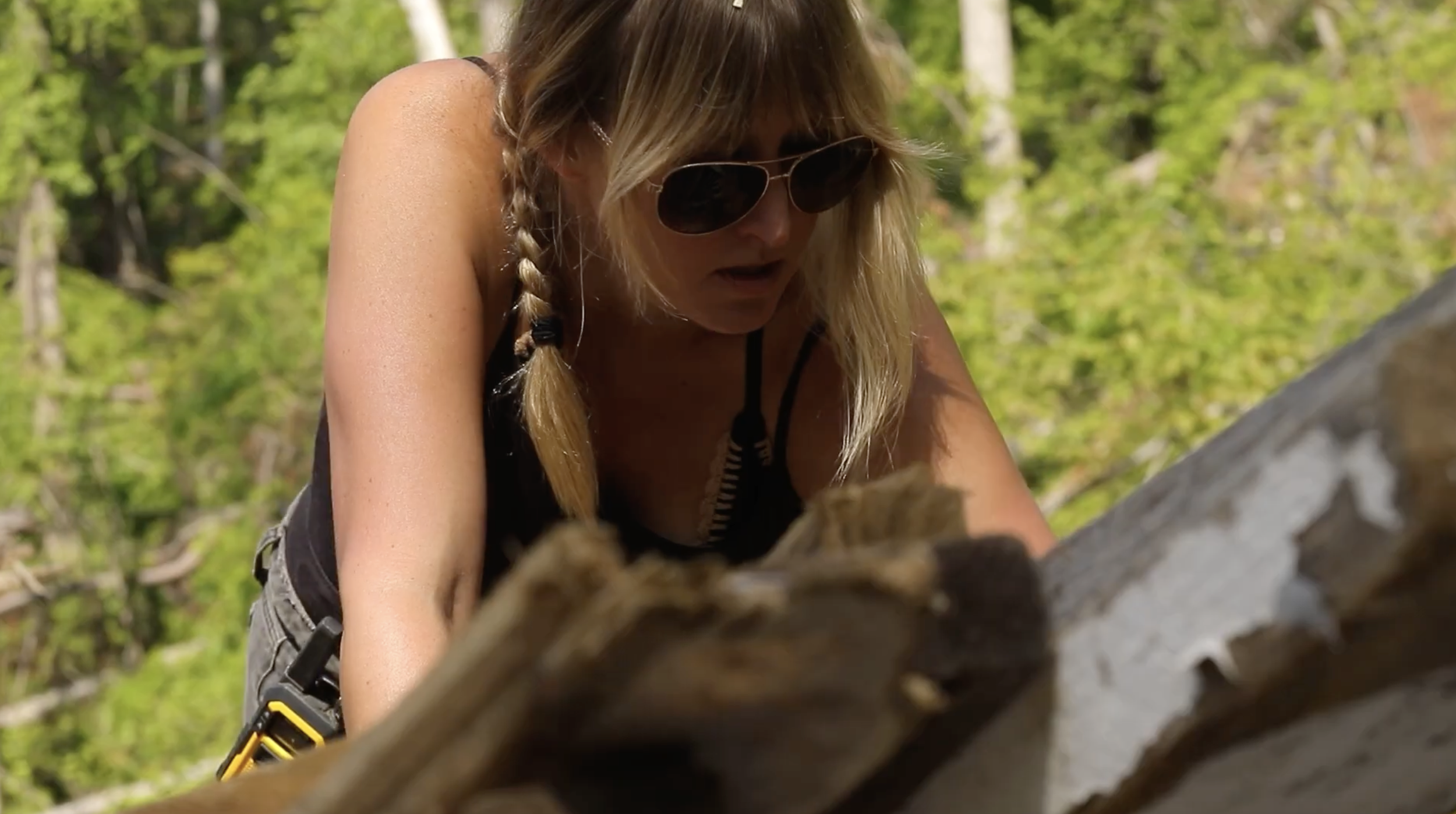 Liz McGuirl hauls splintered wood from a clean up site at the Big Hungry Trail, NORTH CAROLINA as part of ongoing recovery efforts following the river flooding. 