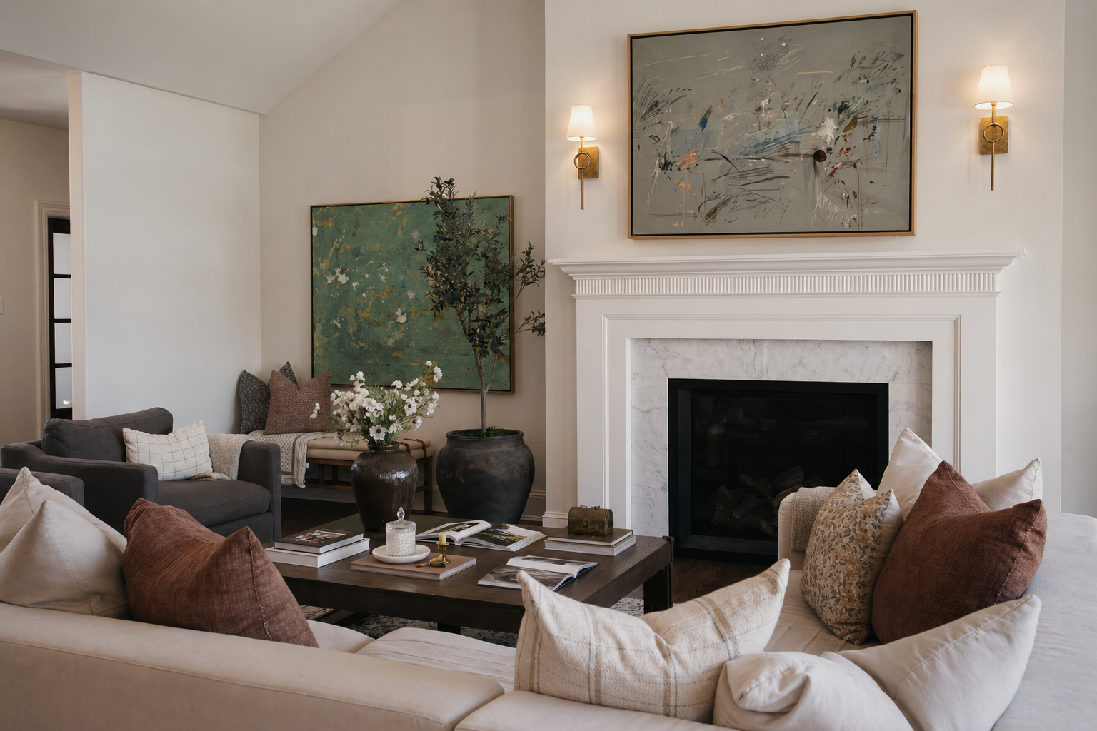 custom living room and mantle design