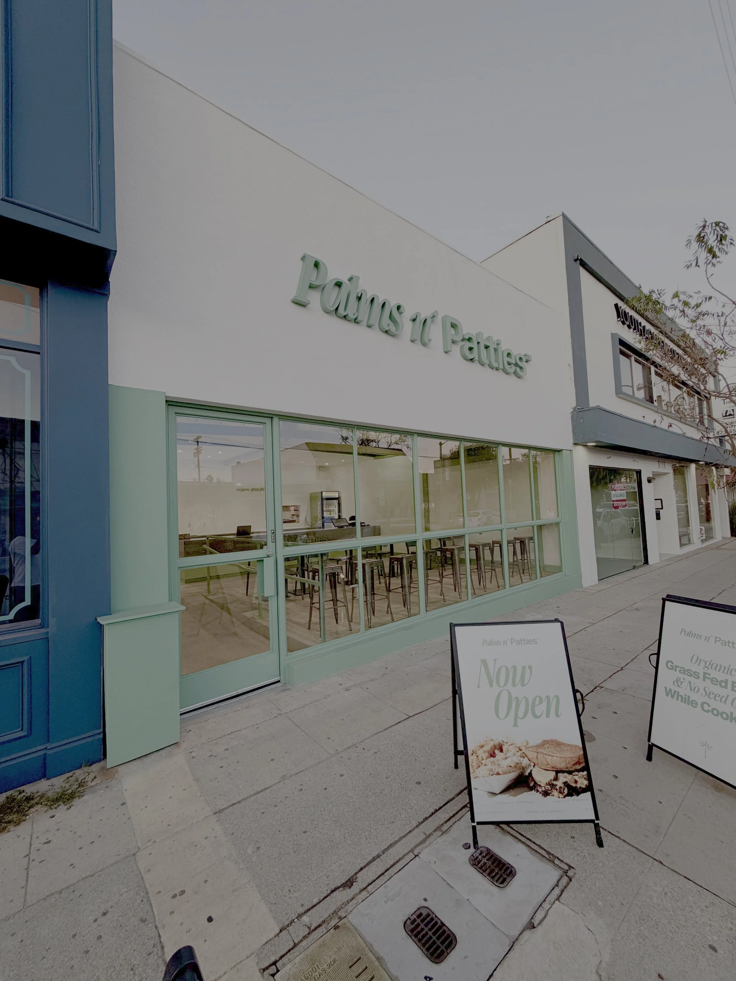 Palms n' Patties restaurant in Beverly Grove on 3rd Street in Los Angeles, California