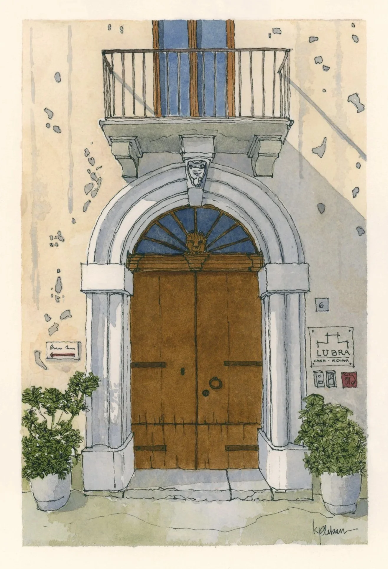 Amalfi Coast Door VII
Massa Lubrense, Italy
Ink & watercolor on paper, 2024