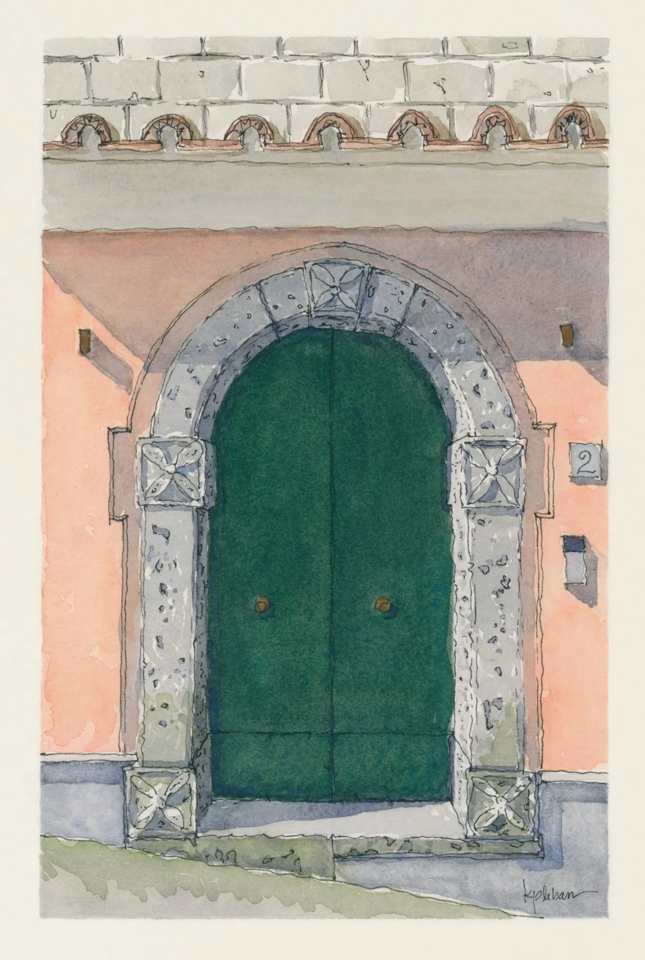 Amalfi Coast Door IX
Massa Lubrense, Italy
Ink & watercolor on paper, 2024