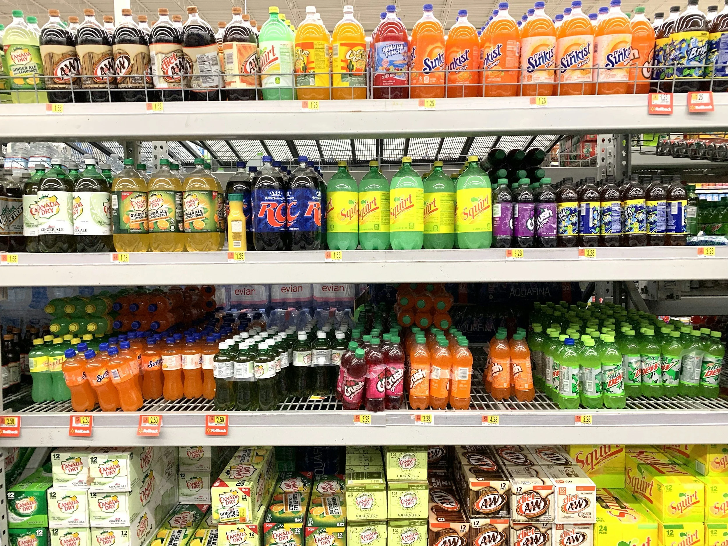 Products placed on a retail shelf