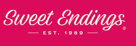 Sweet Endings logo with text 'Est. 1989' on a pink background.
