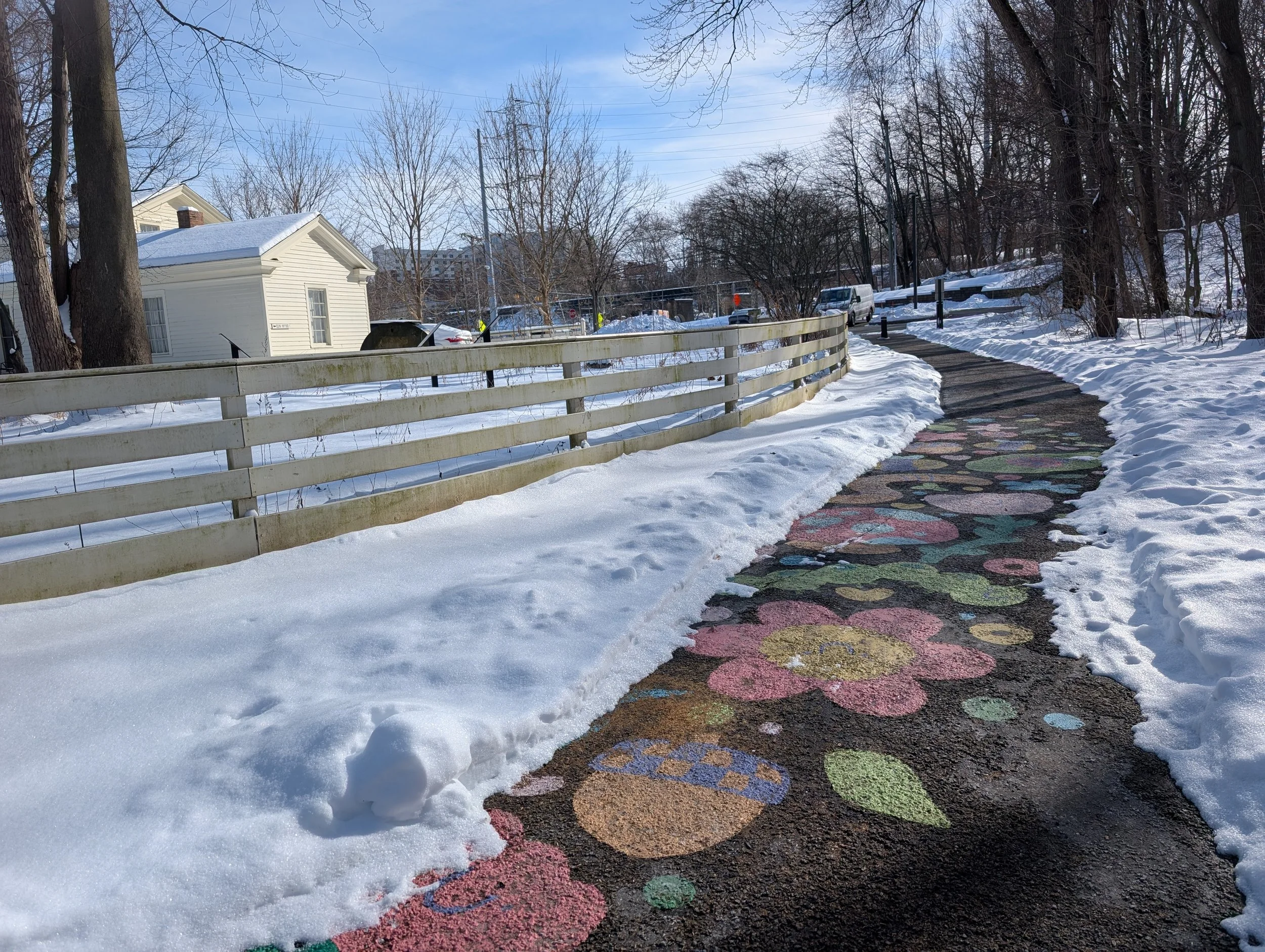Painted flowers in winter