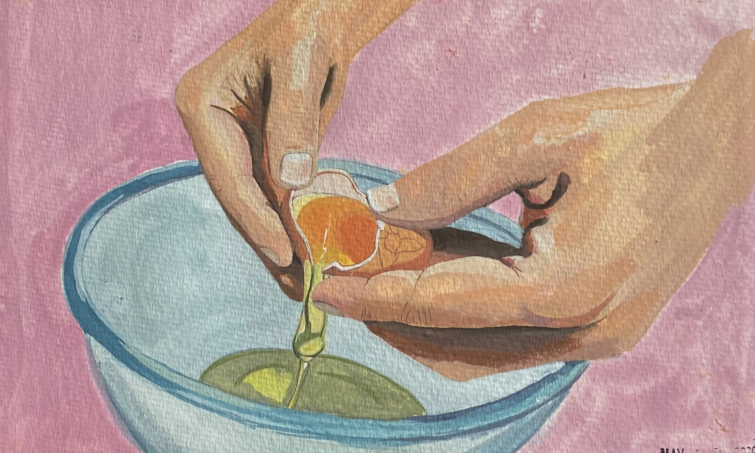 Mom's French Toast - Gouache on watercolor paper 8.5 x 5.5 inches, 2026
