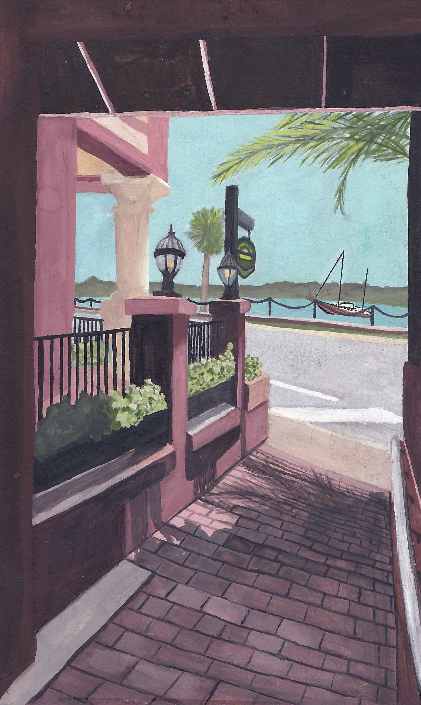 The Pub (2023) - Watercolor and Gouache on Mixed Media paper, 8.5 x 5.5 inches